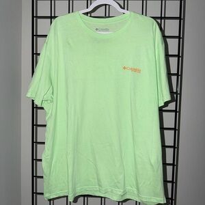 Columbia Men's Light Green Tee with Orange Logo